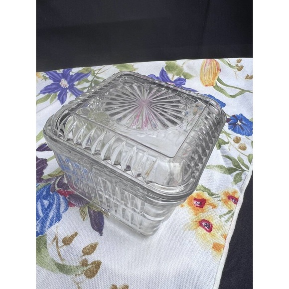 Hoosier Glass Square Refrigerator Dish Clear Square with Cover Lid Depre… - Picture 12 of 12